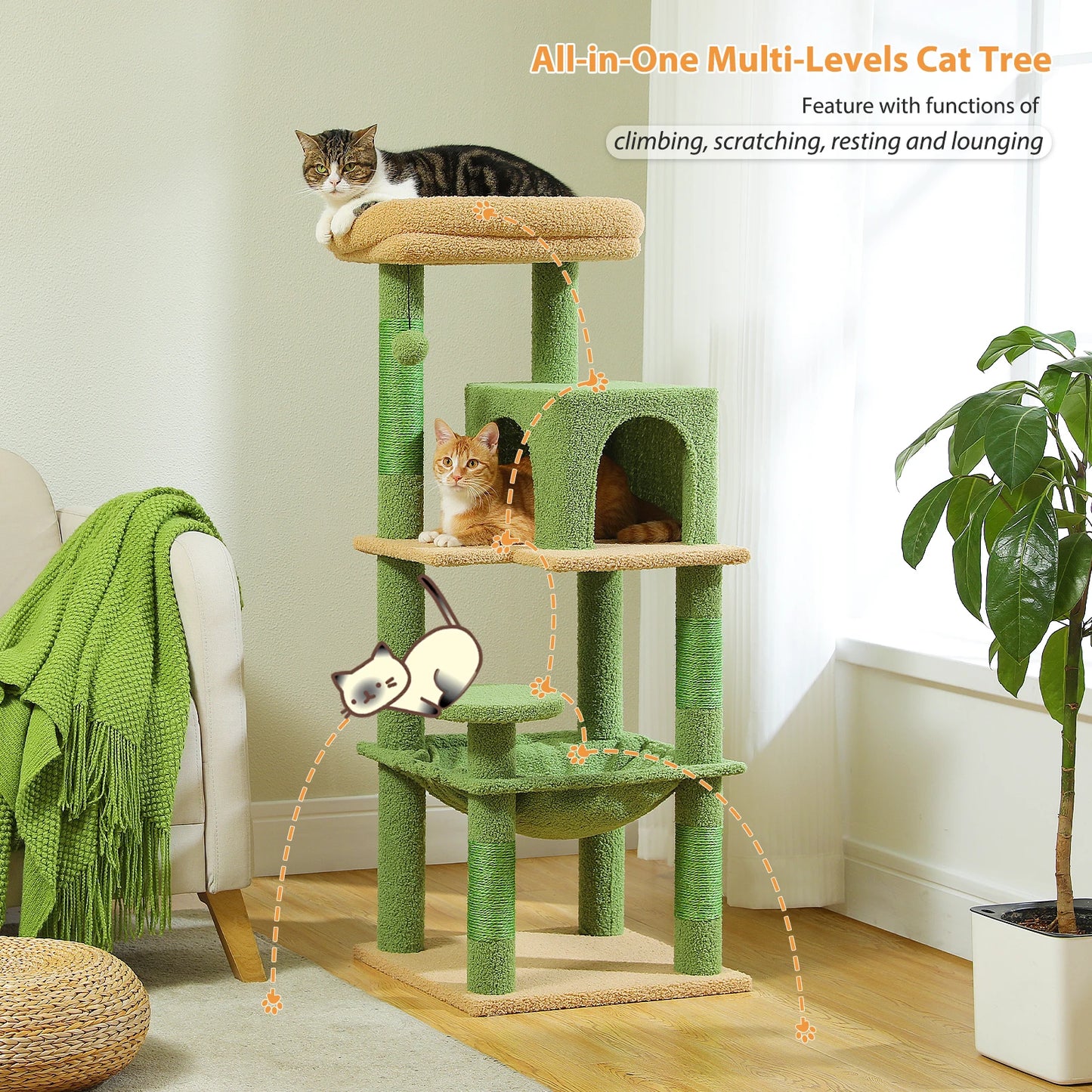 Cactus Cat Tree Tower for Large Cats