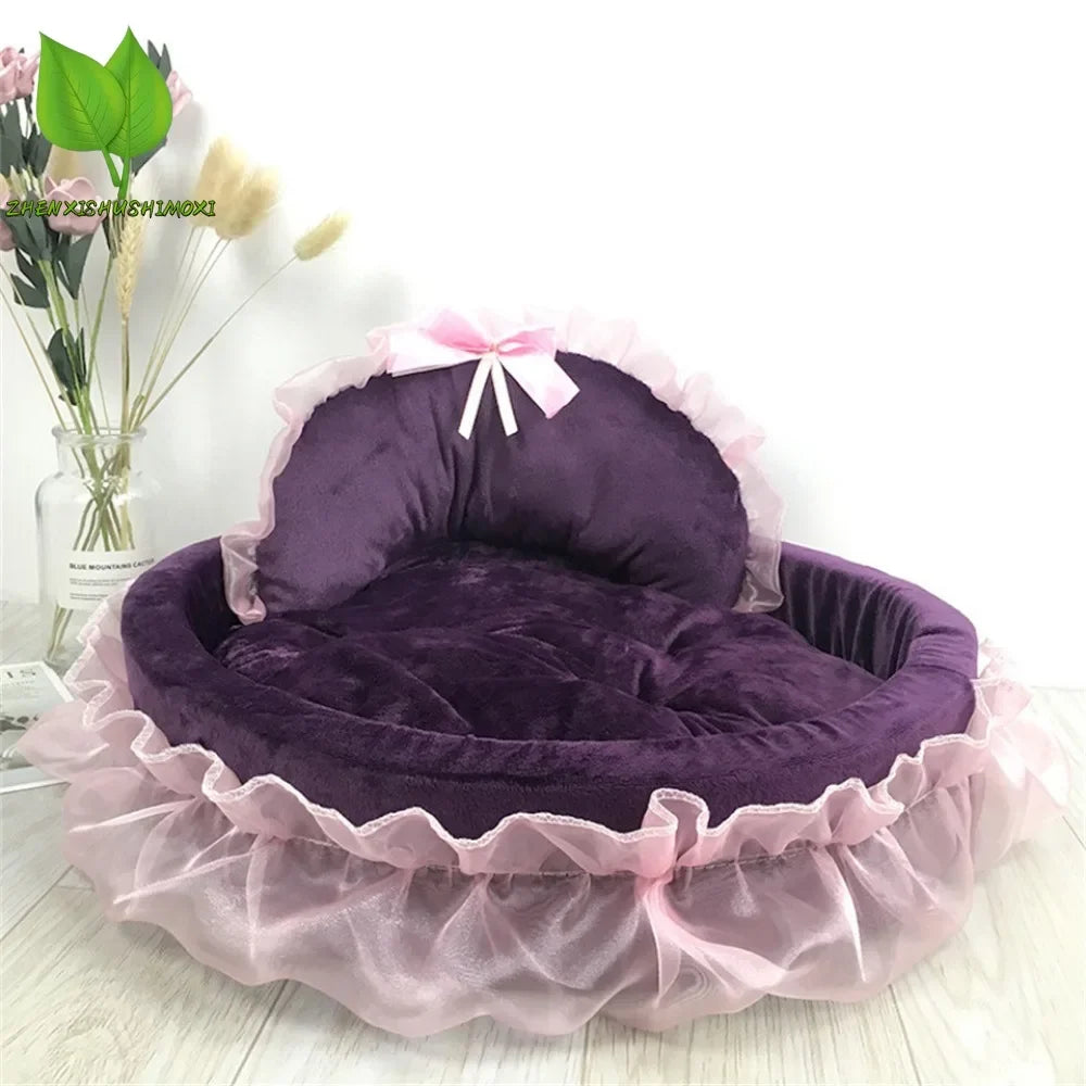 3D Fantasy Bow Lace Pet Bed for Dogs