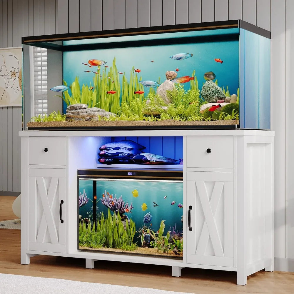 75 Gallon Fish Tank Stand with Power Outlets & LED Lightes