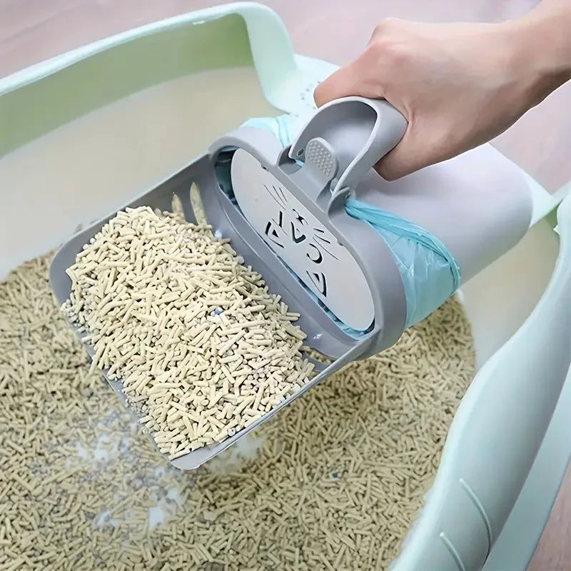 Portable Cat Litter Scoop Kit with Waste Bag.