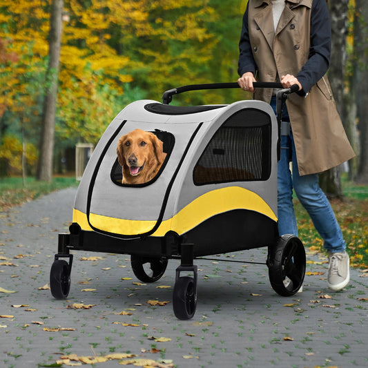 Heavy Duty Large Dog Stroller Buggy 4 Wheels Pet Jogger