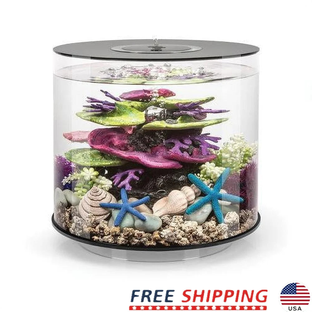Acrylic Fish Tank 4 Gallon with LED Light Quiet Pump 5-Step Filtration