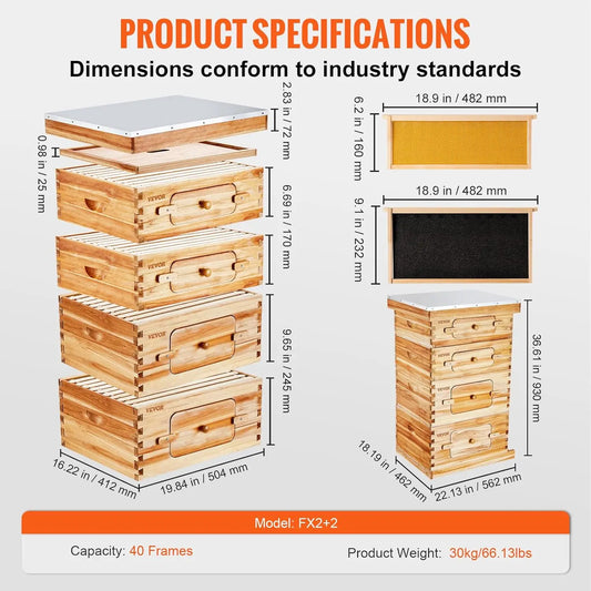 10 Frame Bee Hive, Beeswax Coated