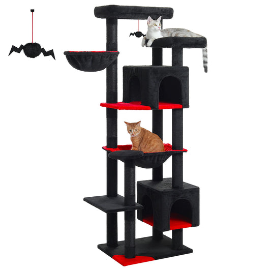 Tall Cat Tree for Indoor Cats Big Cat Tower Condo House Black