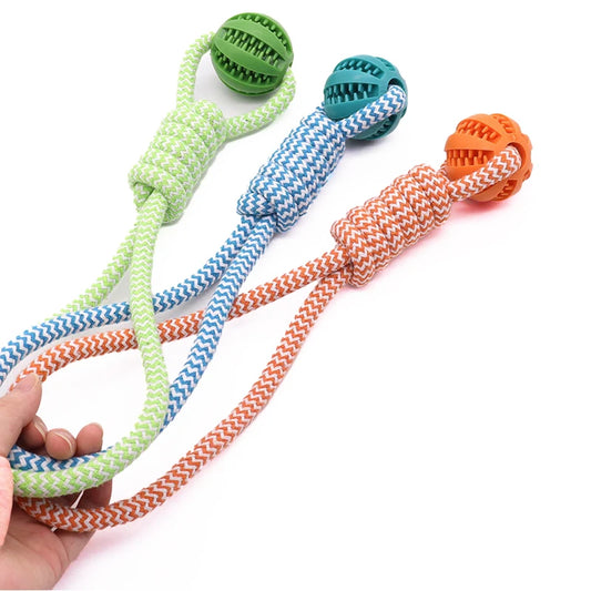 Pet Tooth Cleaning Pet Ball Toy with Rope Rubber ball