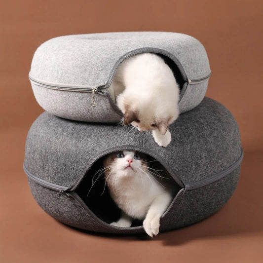 Donut Cat Bed for 2 Cats Tunnel Toys Kitten House