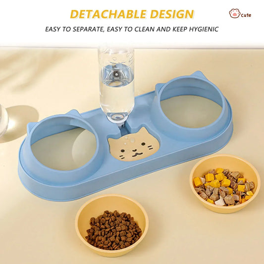 Automatic Feeder Cats and Dog, Food Bowl With Water Fountain